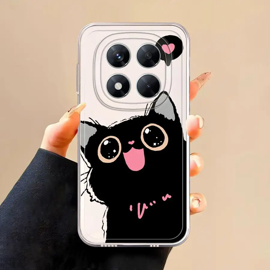 حافظة ناعمة شفافة لهاتف Xiaomi Poco X4 M3 X3 Pro X4 GT X5 X3 NFC Cute Little Black Cat #6