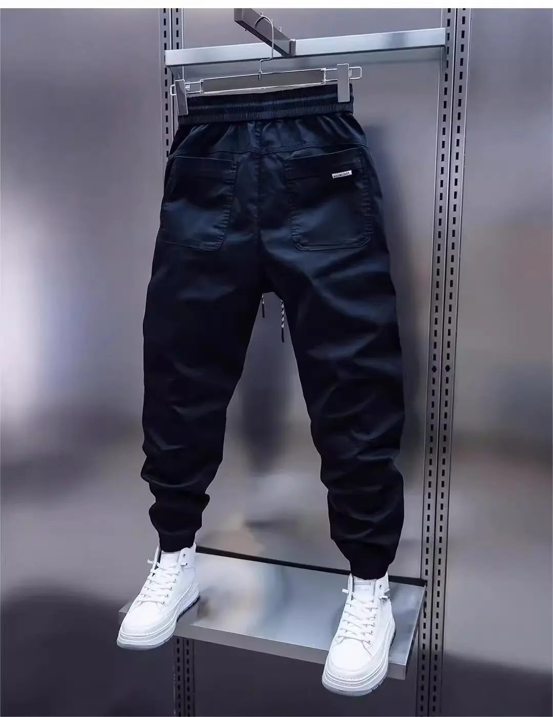 Men's long pants with fleece sweatpants and ankle binding sports pants, 2024 autumn and winter new loose and casual style