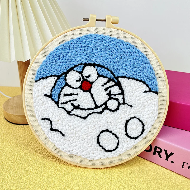 Kit de démarrage de broderie avec aiguille de poinçon, stylo de broderie à motif de dessin animé pour adultes et enfants, cadeau pour débutant, décoration de la maison