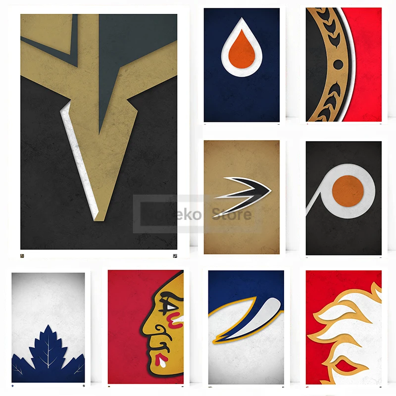 National Hockey League Logo Kunst Poster minimalist ischen Team Logo druckt Leinwand Malerei Wand kunst Bilder Home Room moderne Dekoration