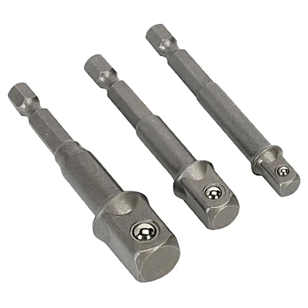 3Pcs Socket Bit Adapter Hexagonal Driver Bar Sleeve Wrench Bars Rod