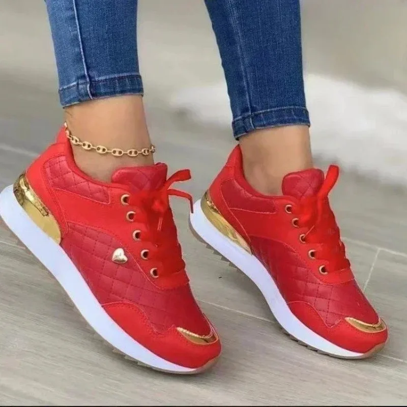 Zapatillas De deporte De malla para Mujer, zapatos planos con cordones De retales, zapatos ligeros De plataforma para Mujer, Zapatillas clásicas versátiles para Mujer