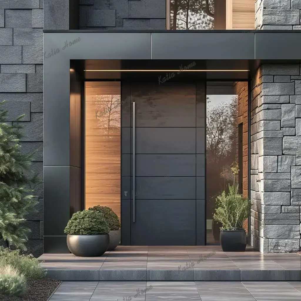PG Double Aluminium Pivot Entrance Door Exterior Stainless Steel Front Pivot Door for House Custom-made Aluminum Entry Door