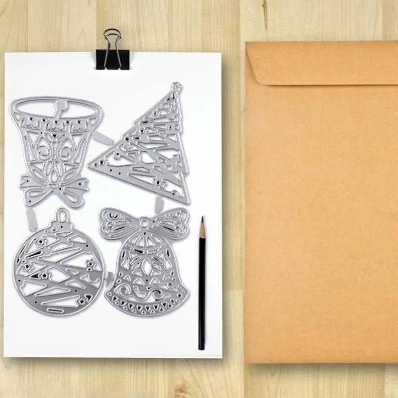 

Christmas Bells Tree Cutting Die Stencil Decorative Embossing Cutting Die Stencil for DIY Christmas Tree Hangings Decor