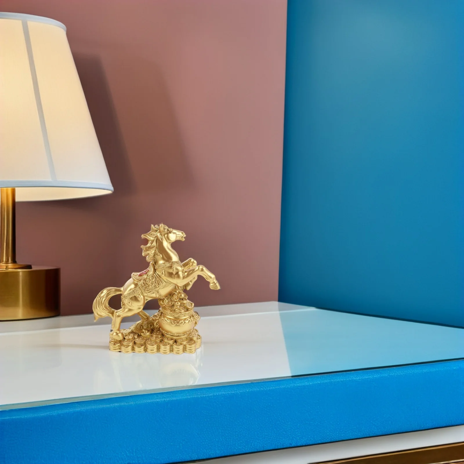 

Handcrafted Horse Sculpture Ornament Decorative Statue for Desktop Feng Shui Home Garden Living Room Decoration Gift