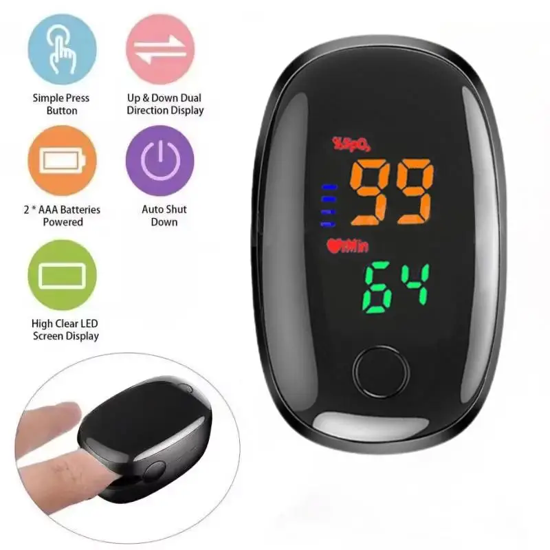 Finger Clip Heart Rate Meter Measure Fingertip Oximetry PI Value Monitor Pulse Black Gem Oximeter Heart Rate Monitor Portable