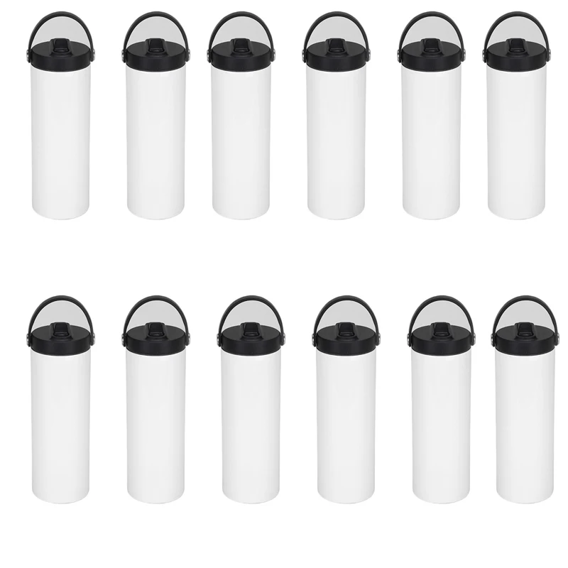 20oz Sublimation Blank Thermos Straw Cup Double Wall Stainless Steel Insulated Cup Portable Vacuum Flasks Straight Tumbler Mug