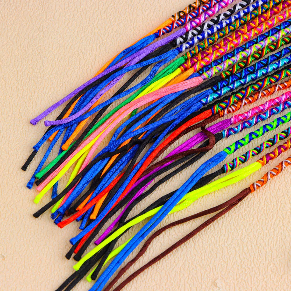 10Pcs/Lot Multicolor Vintage Style Friendship Braided Rope Cuff Adjustable Bracelets Wristband Jewelry For Women Men Lovers Gift