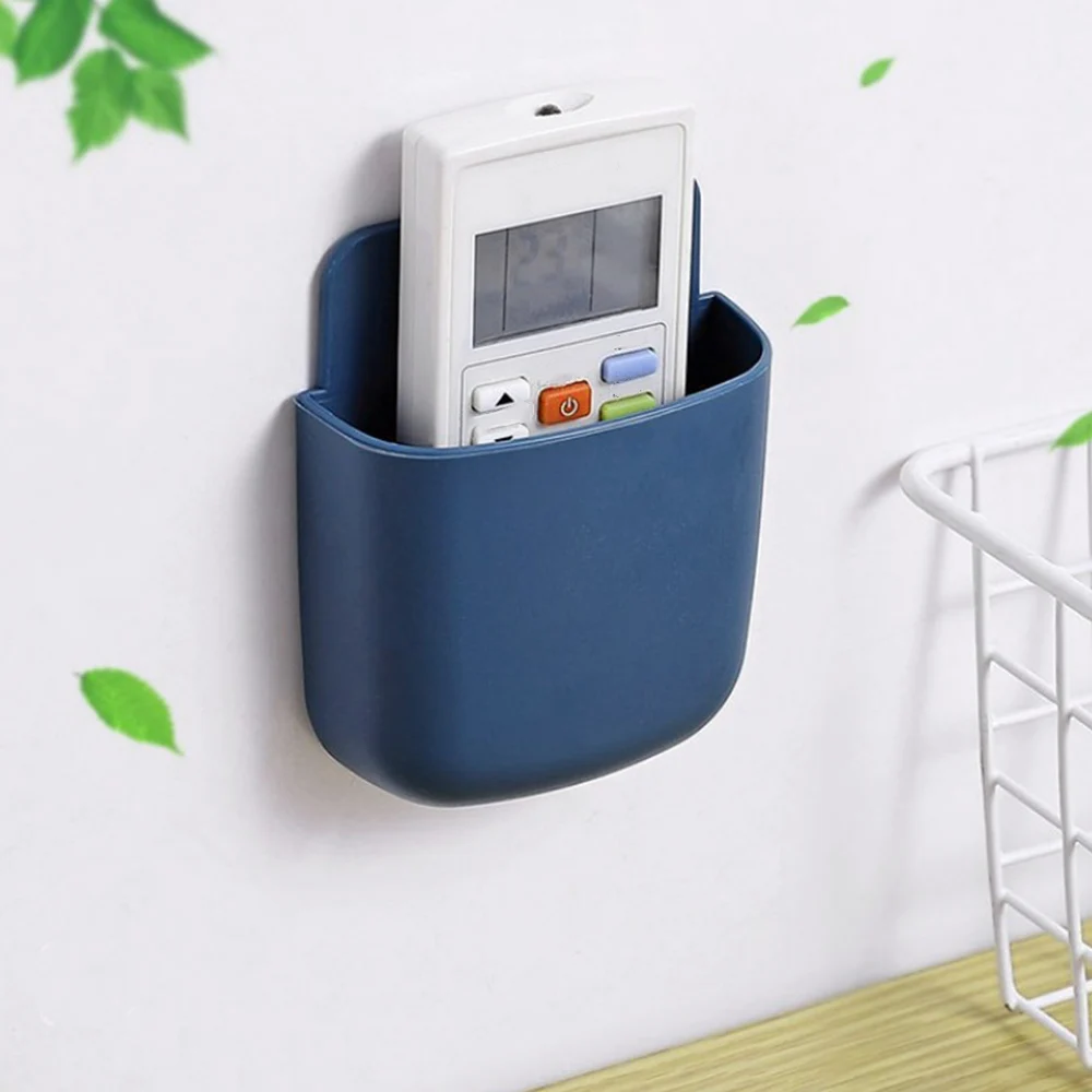 No Drill Wall Mounted Remote Control Holder Storage Box for TV AC Phone Plug Organizer Lightweight Living Room Rack view 4