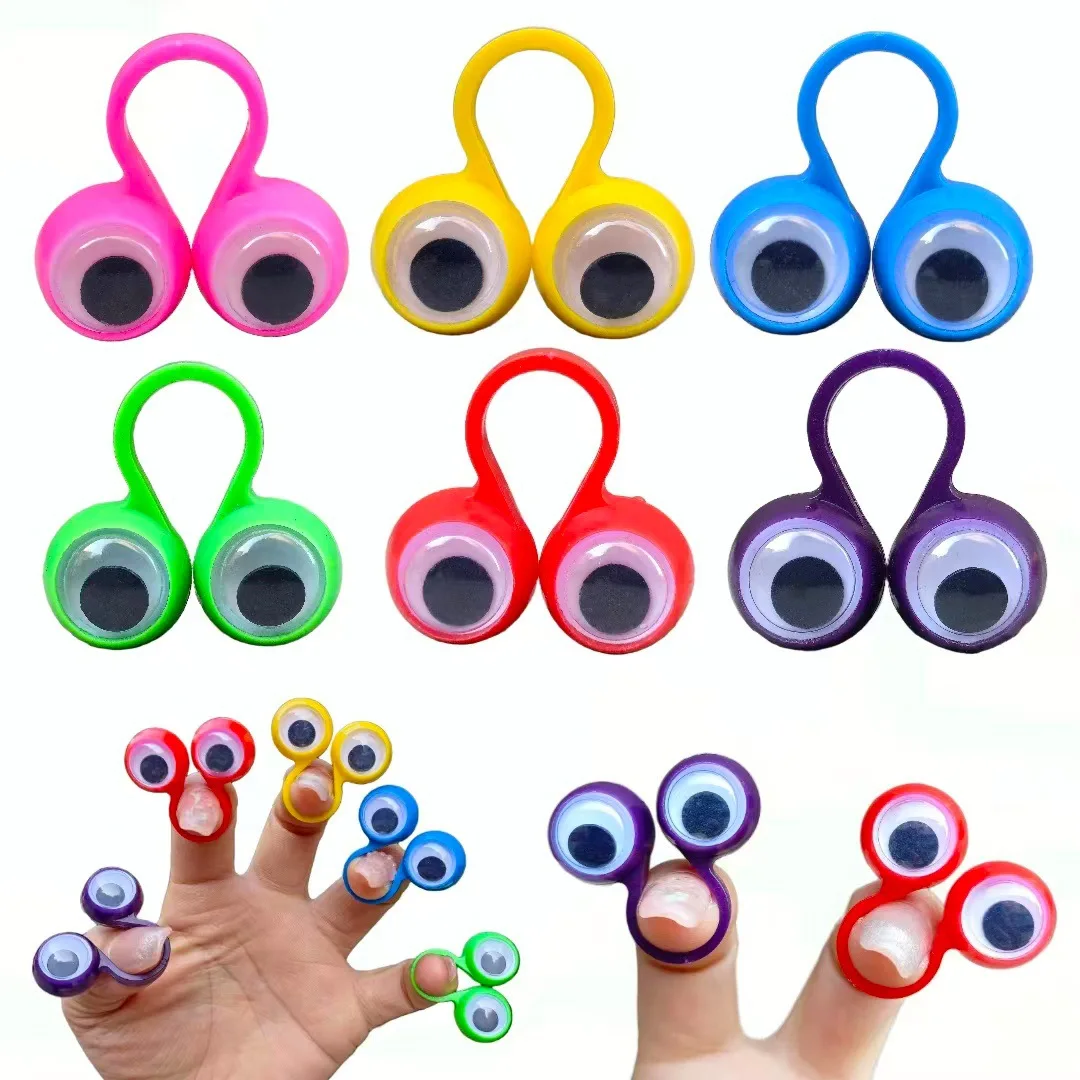 5-20pcs Finger Puppets Plastic Rings with Wiggle Eyes Kids Toys Baby Party Favors Practical Jokes Games Funny Children Gifts