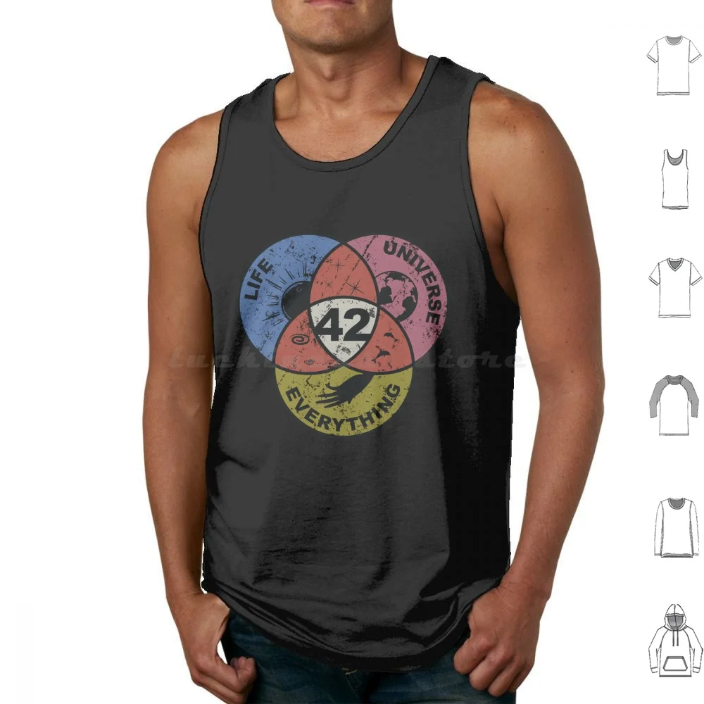 Venn Diagram : Life , The Universe & Everything Tank Tops Print Cotton 42 Forty Two Forty Two Life Universe