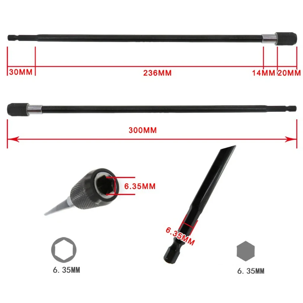 300mm Drill Bit Hexagonal Handle Batch Head Extension Rod Quick Release Self-locking Connect Rod Extension Rod 1/4inch Hex Bit