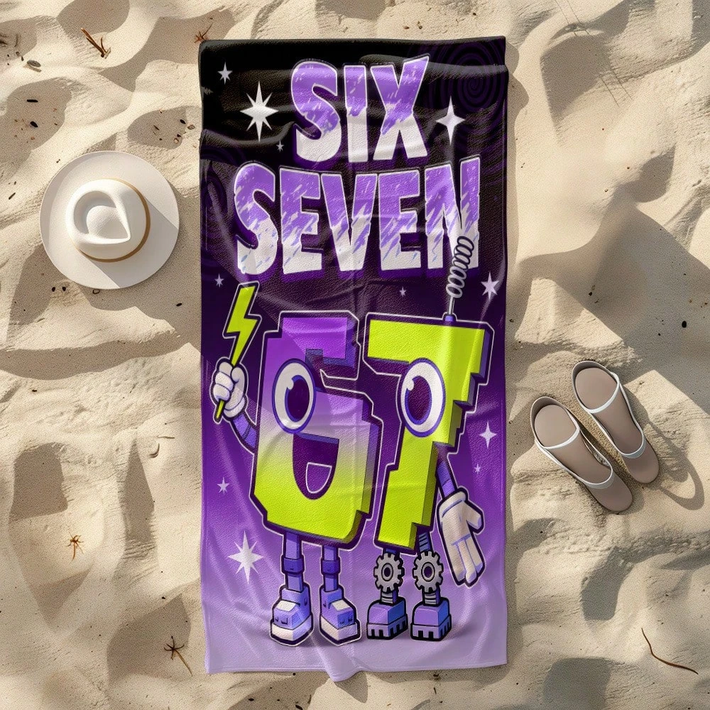 1pc Number 67 Beach Towel - Soft, Ultra-Absorbent Microfiber, Lightweight, Beach, Parties, Travel, Camping -  Beach Accessories