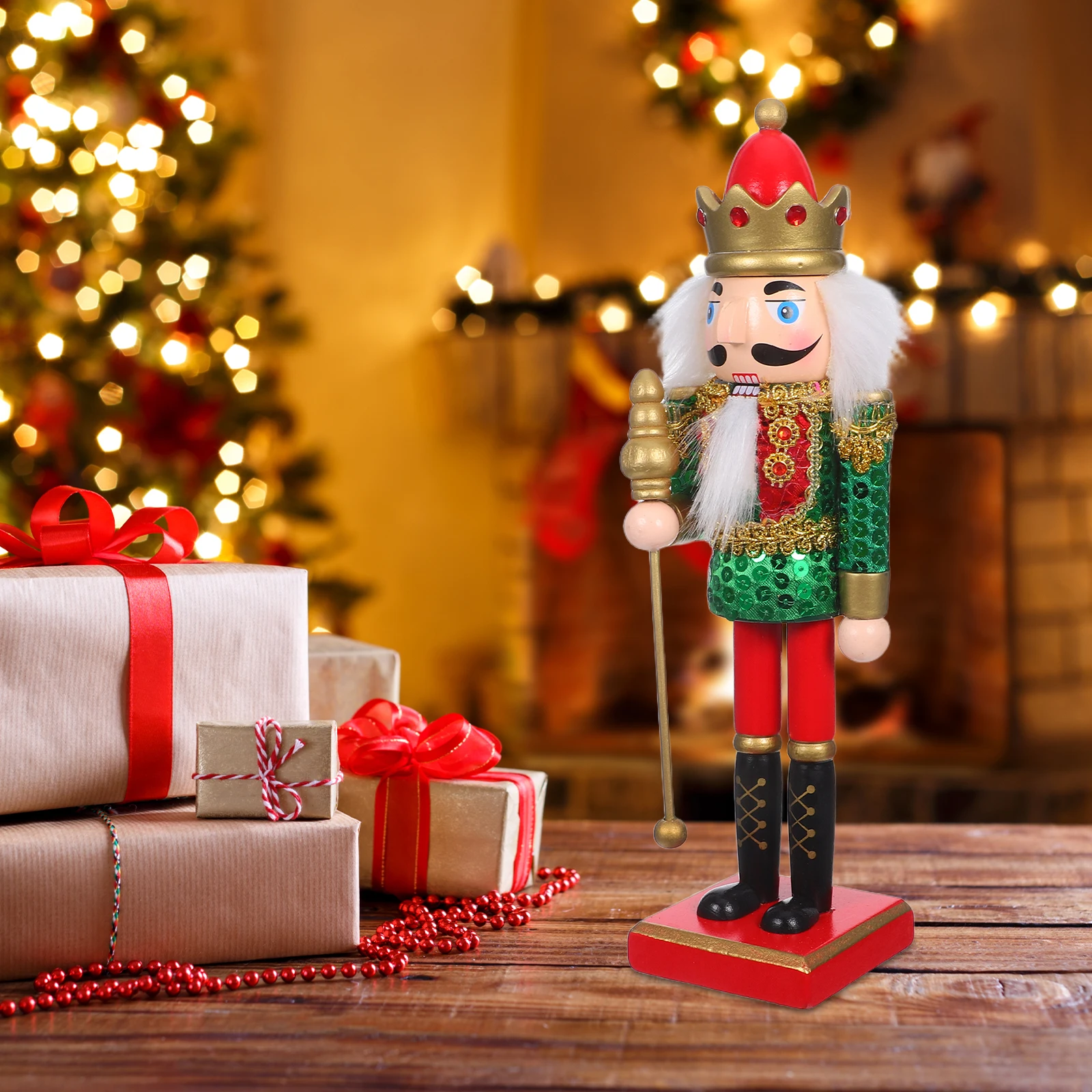 

Scale Series Puppets Desktop Nutcracker Decoration Ornament Christmas Tree Ornaments Decorative Nutcrackers Green Wooden