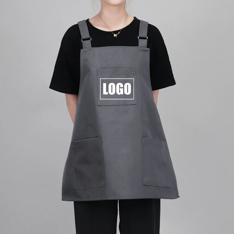 Custom LOGO Printing Korean Two-Sided Vest Worker School Clothes Floral Uniform Waistcoat Waterproof Barista Art Student Apron