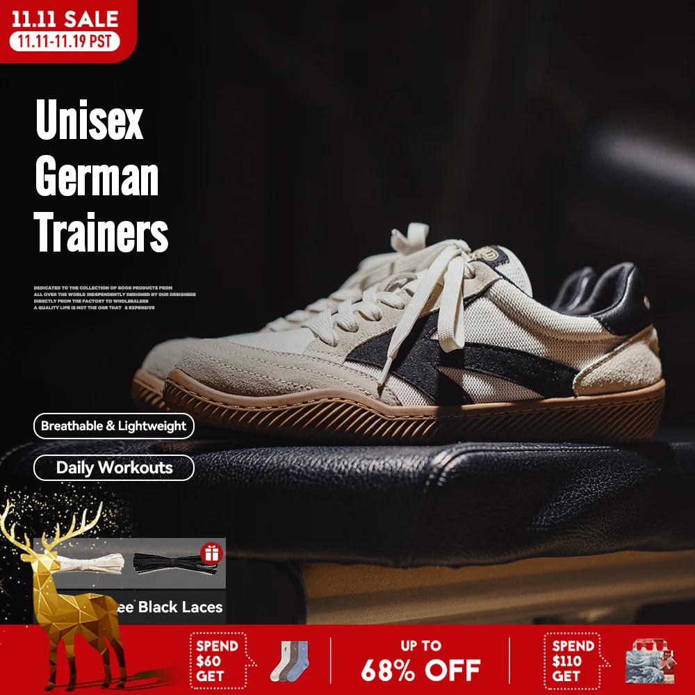 

Maden Retro Patchwork German Trainers Shoes for Unisex Summer Classic White Low Top Sports Tennis Shoes Outdoor Lace-Up Sneakers