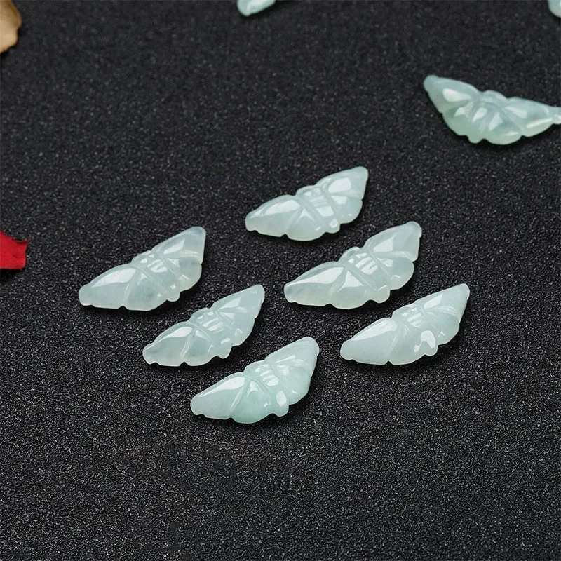 Ice Glutinous Species Myanmar Jadeite Butterfly Spare Parts Mobile Phone Pendant Earrings Jewelry Accessories