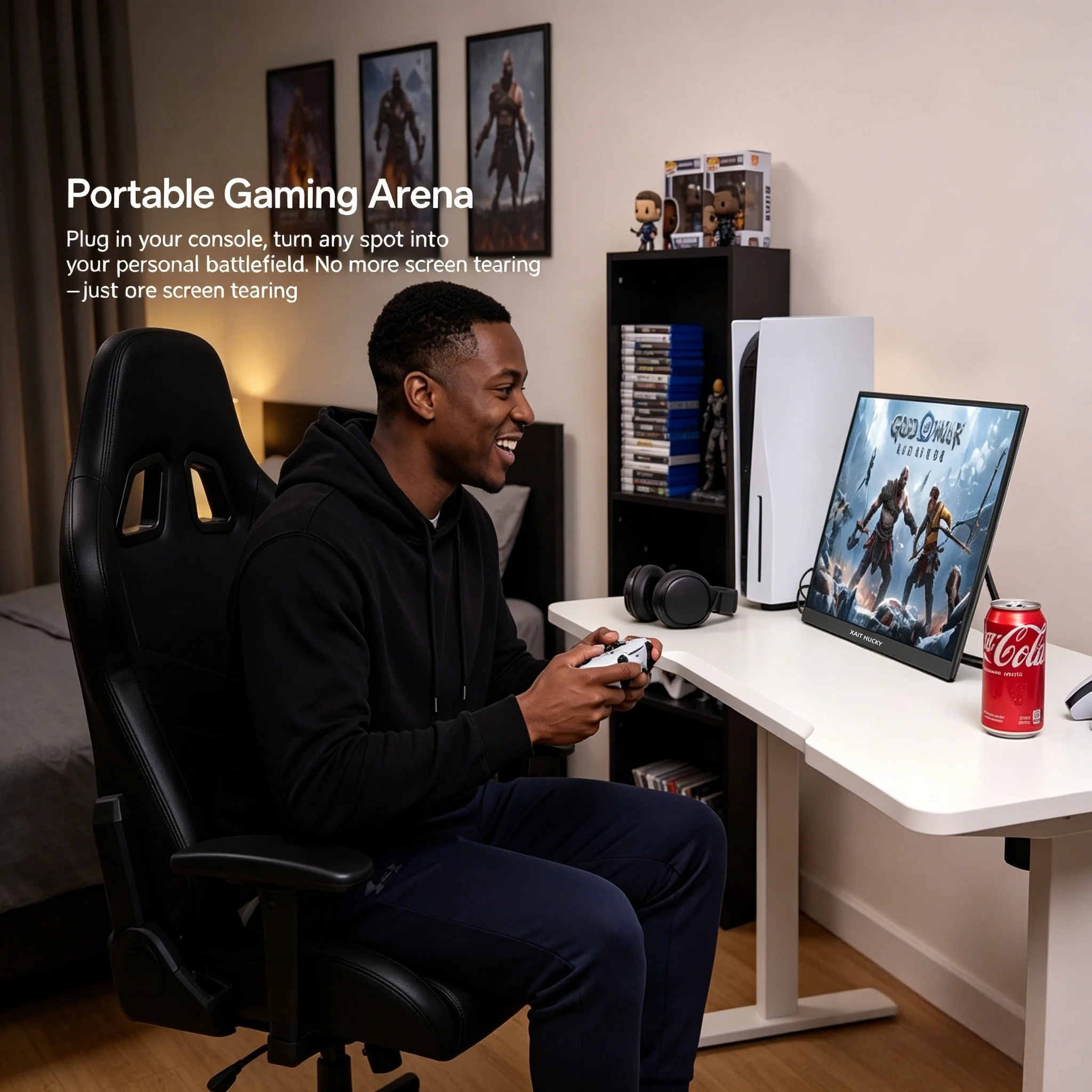 14 inch portable monitor with built-in invisible stand VESA wall mounted USB-C/HDMI dual screen expansion plug and play suitable view 4