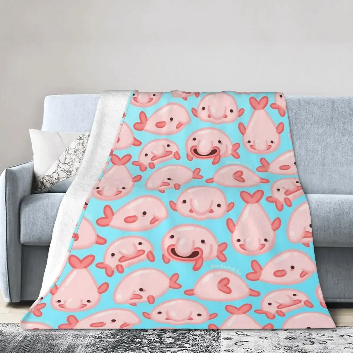 

Blobfish Pattern Blankets Soft Warm Flannel Throw Blanket Plush for Bed Living room Picnic Travel Home Couch