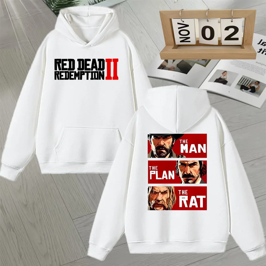 New In Red Dead Redemption Graphic Double Sided Print Sweatshirt Men Women Long sleeve vintage Style Fleece Autumn Hoodie Unisex