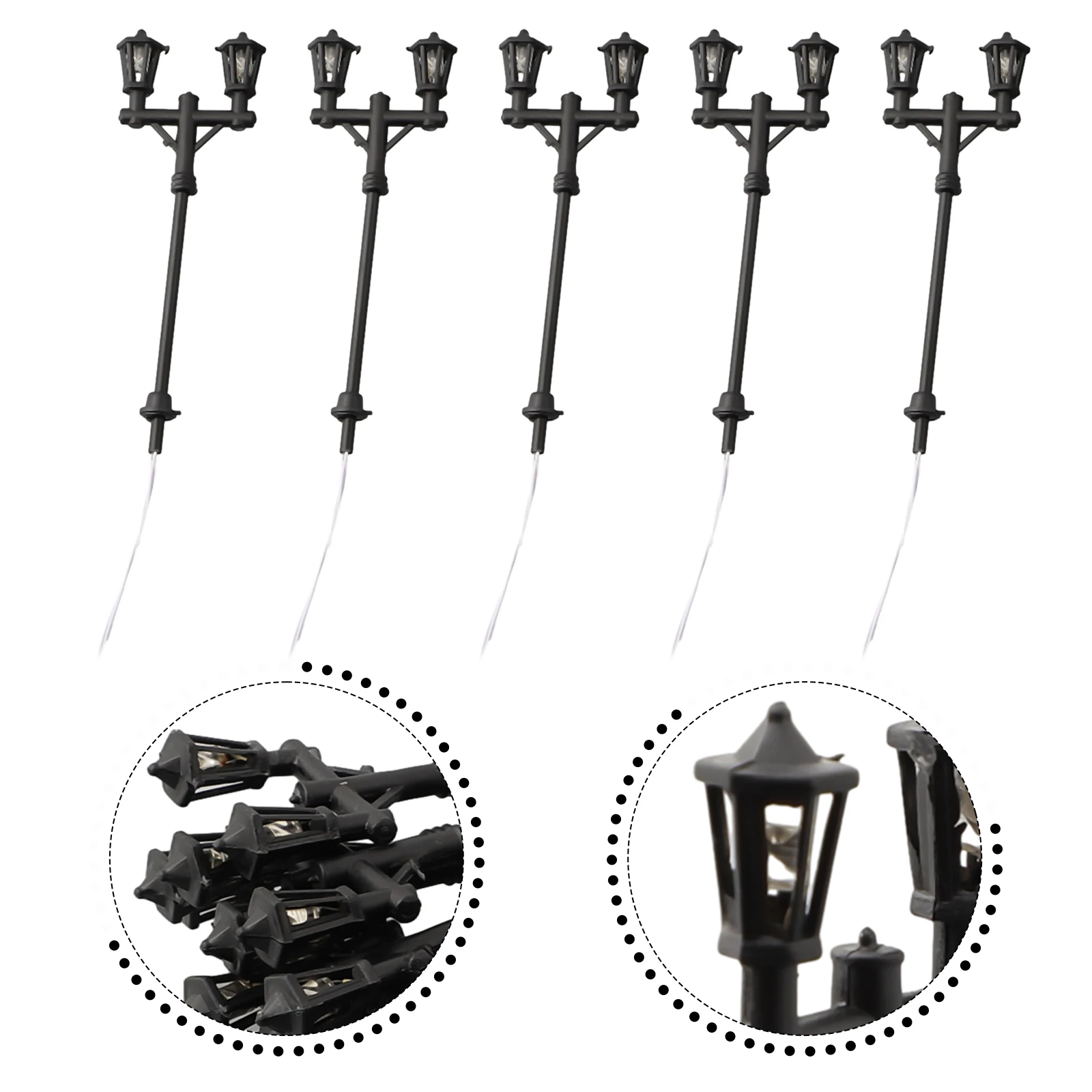 10Pcs/set Model Street Lights Scale 1:100 Railway LED Lamppost Patio Garden Lamp 60mm Train Scenery Layout Accessories 3V Supply