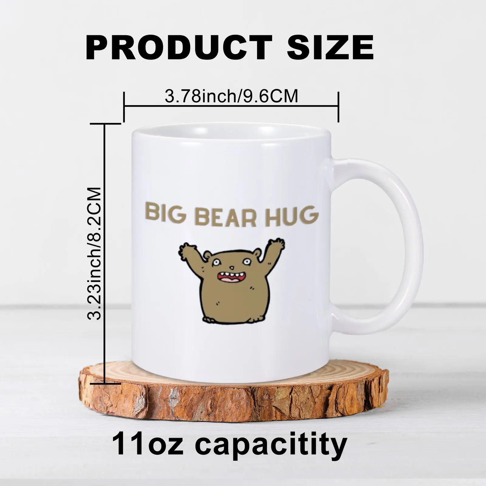 11oz Cute Bear Ceramic Coffee Mug Big Bear Hug Milk Tea Colorful Cup for Coworker Friend Woman Man Funny Novelty Present