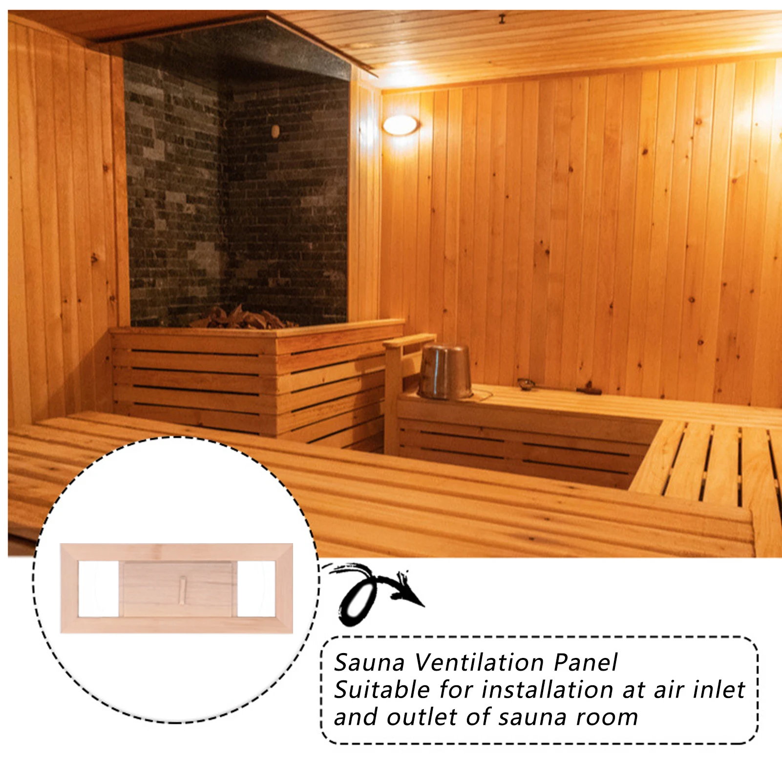 Wooden Sauna Air Vent Adjustable Ventilation Grille Panel Air Outlet Cover for Steam Room Sauna Room Accessories