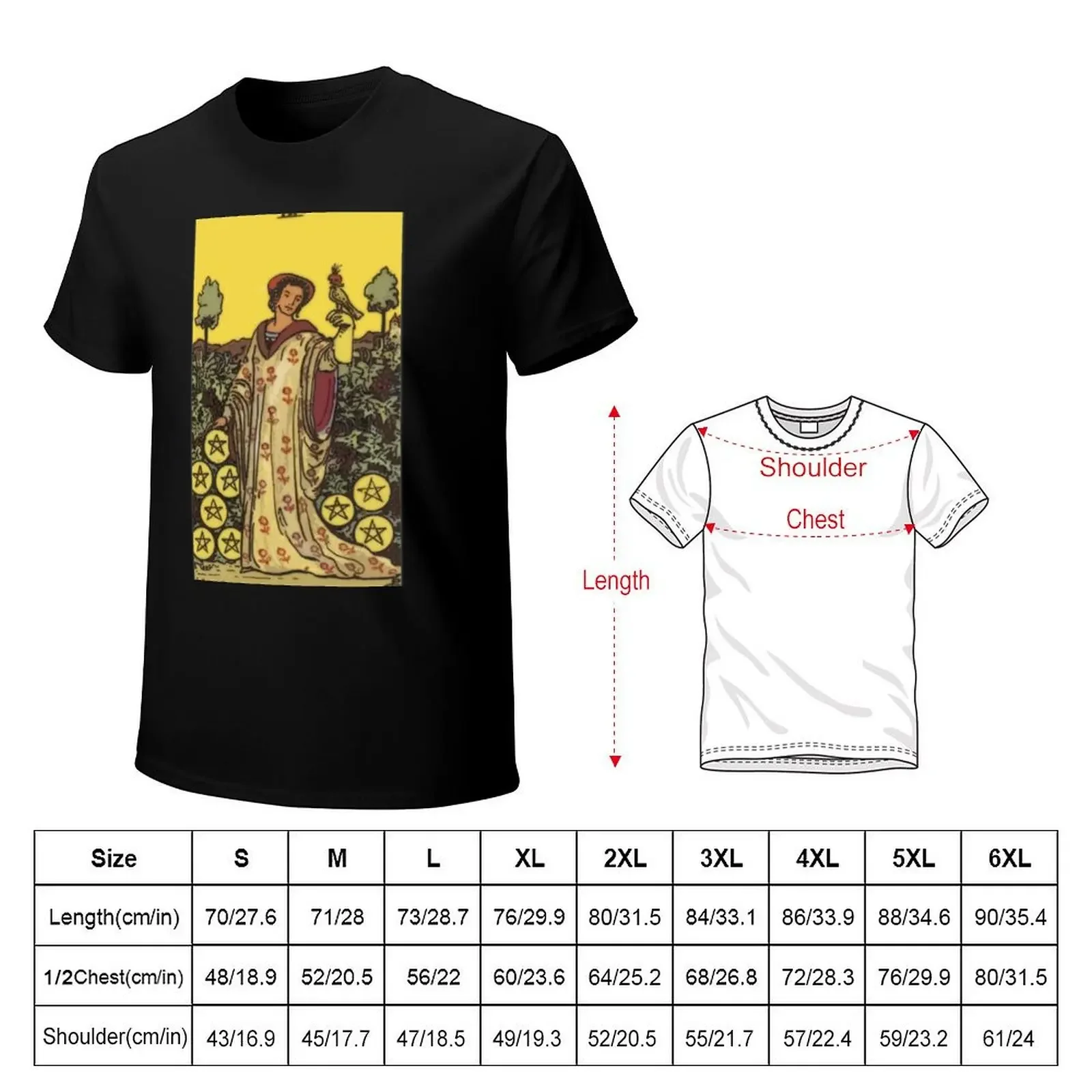 Nine of Pentacles Tarot Card Rider Waite Classic T-shirt anime clothes vintage sublime mens graphic t-shirts anime