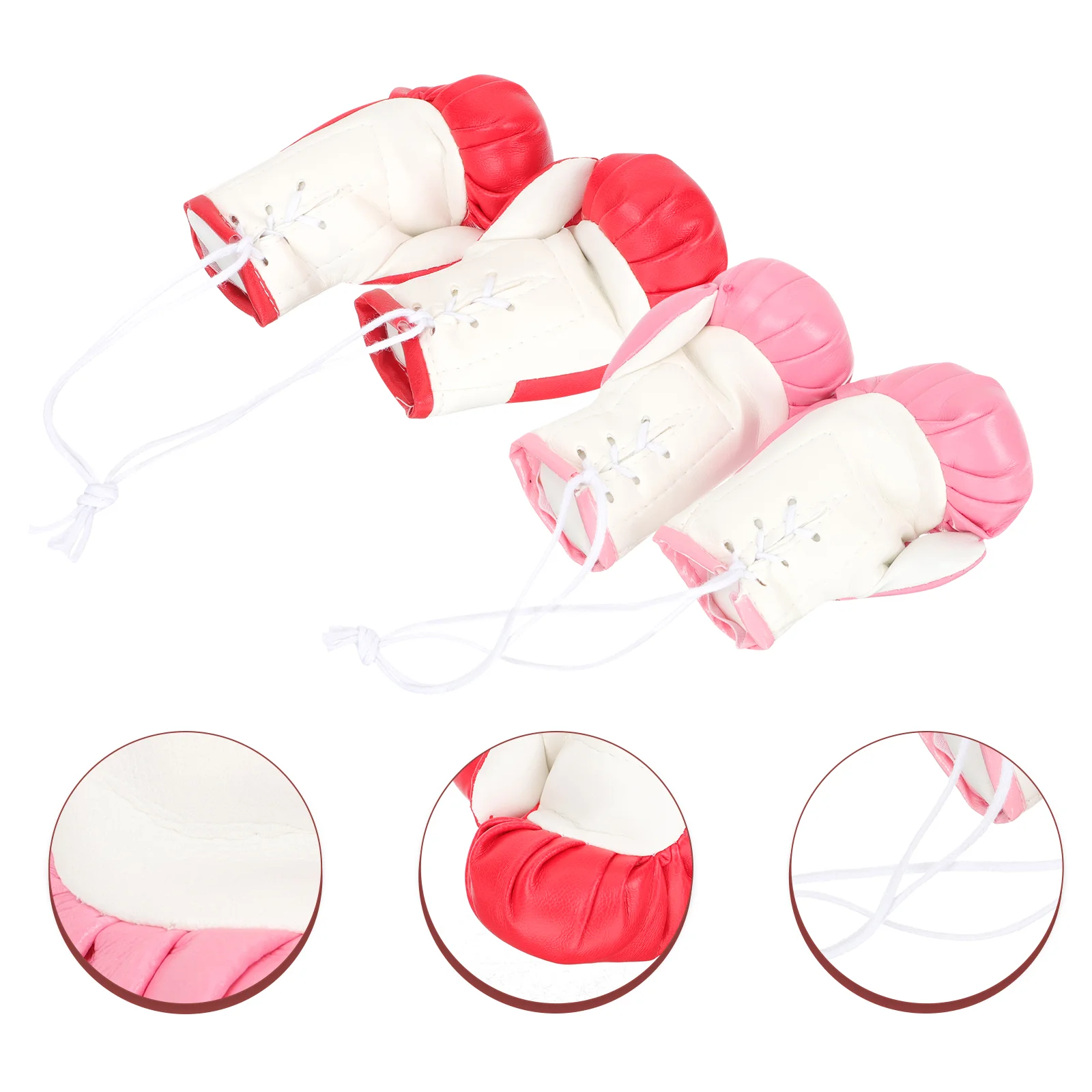 

2 Pairs Mini Boxing Gloves Red Decorations Car Mirror Pvc Holiday Ornaments Room
