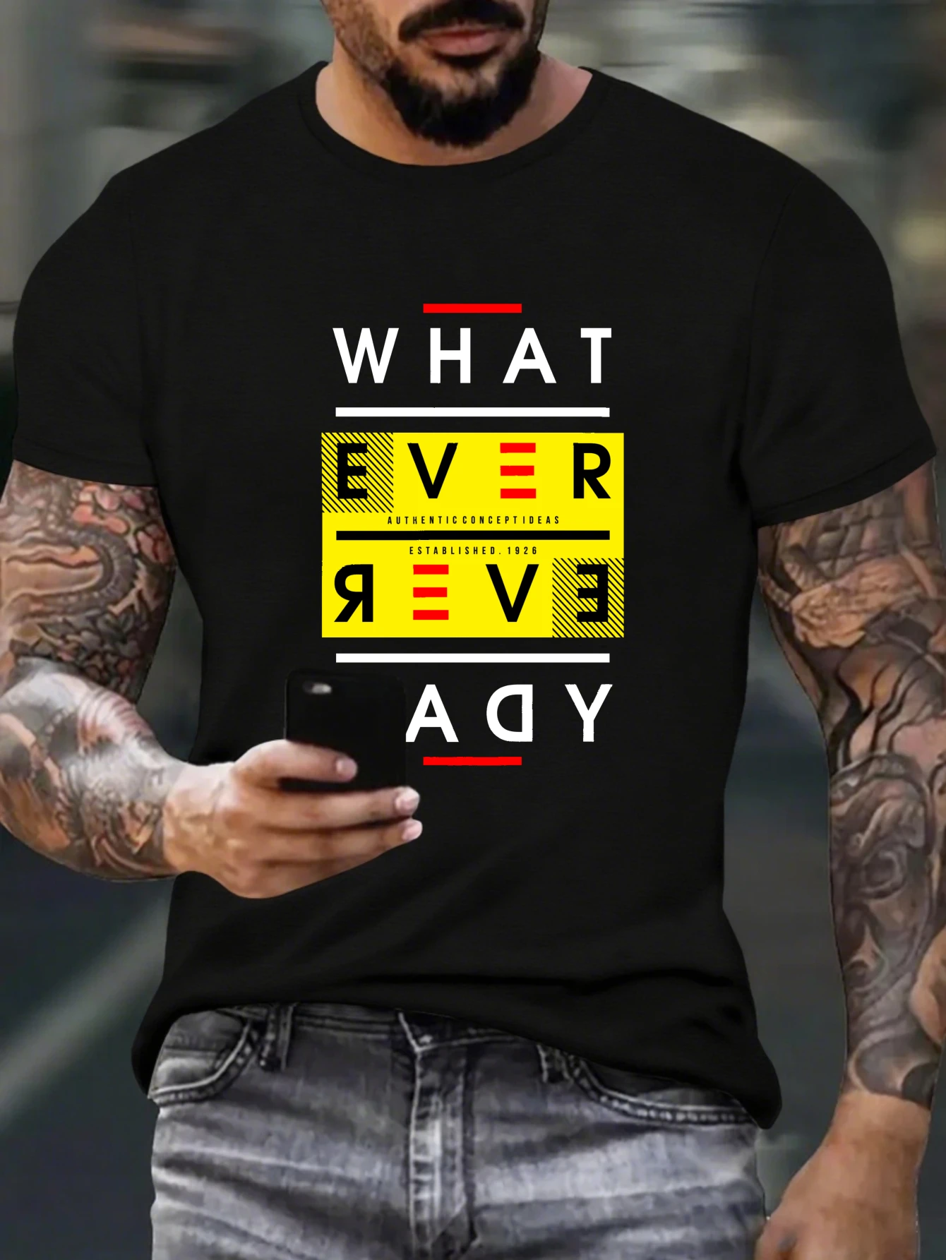 

Vintage Good Times Slogan Graphic T-Shirt for Men, Casual Style Short Sleeve Tee, Positive Slogan Print Tops