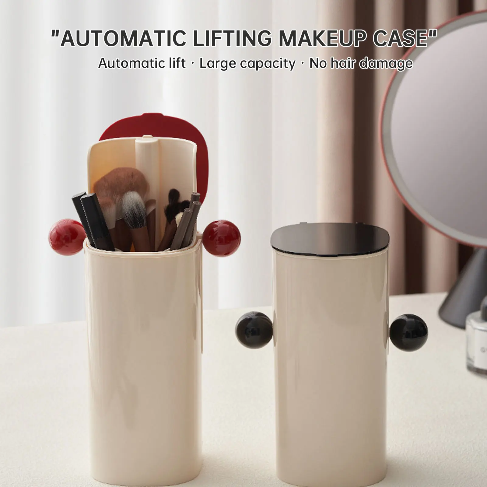 Desktop Automatic Rising-lowering Storage Box Dustproof Makeup Brush Holder Lipstick Makeup Brush Holder Makeup Tools Organizer