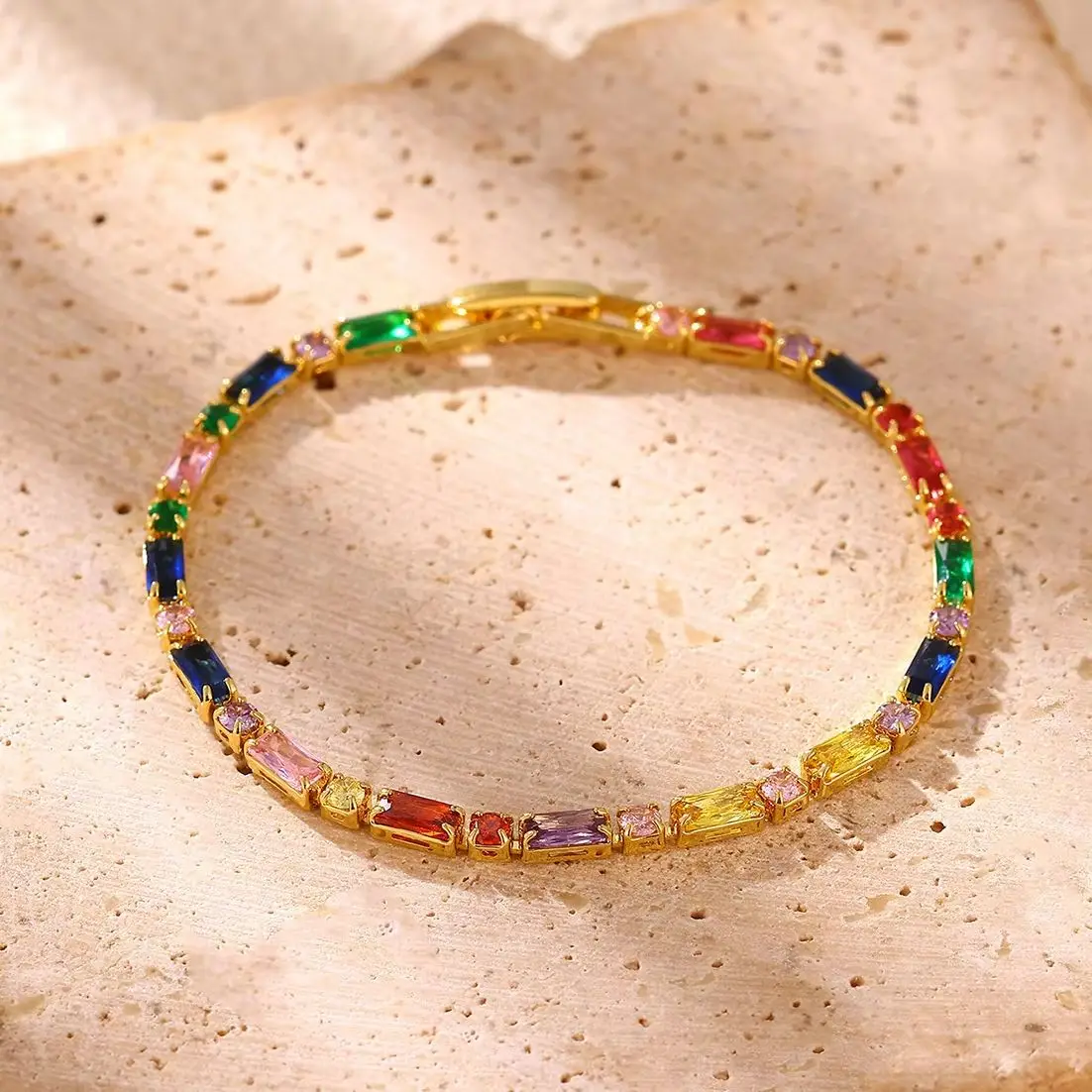 Luxury Colorful Zircon Bracelets for Women Exquisite Crystal Iced Out Chain Bangle Fashion Elegant HipHop Party Daily Jewelry
