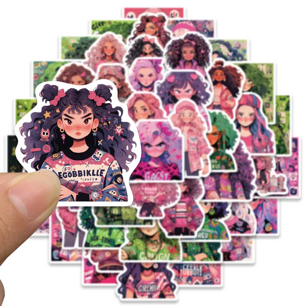 50pcs Cool Cartoon Pop Anime Girls Graffiti Stickers For Laptop Phone Guitar Skateboard DIY Waterproof Vinyl Decals