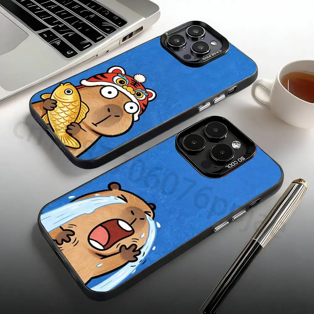 

Cute Capybara Phone Case For iPhone 17,16,15,14,13,12,11,Pro,Max,Plus,Mini Candy Matte Shockproof Cover