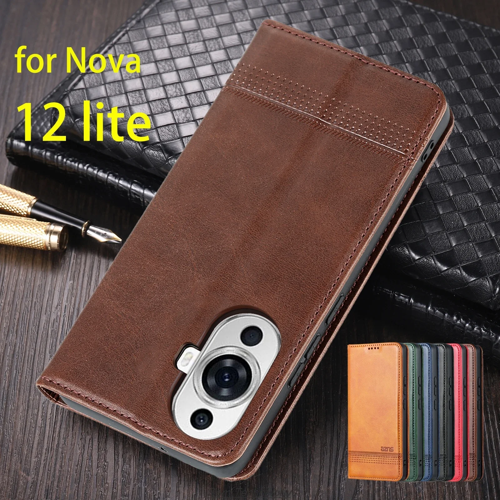 

Deluxe Magnetic Adsorption Leather Fitted Case for Huawei Nova 12 lite 4G Flip Cover Protective Case Capa Fundas Coque