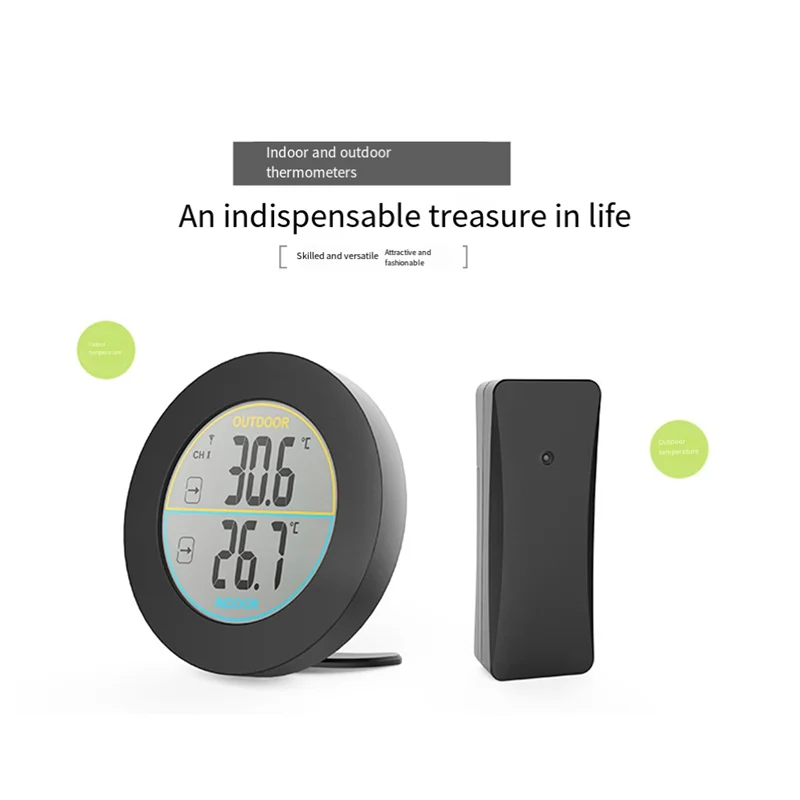 ABAC-беспроводной термометр, цифровой измеритель записи для помещений, ЖК-дисплей, настенное крепление для стола, переключаемый датчик C/F, монитор температуры