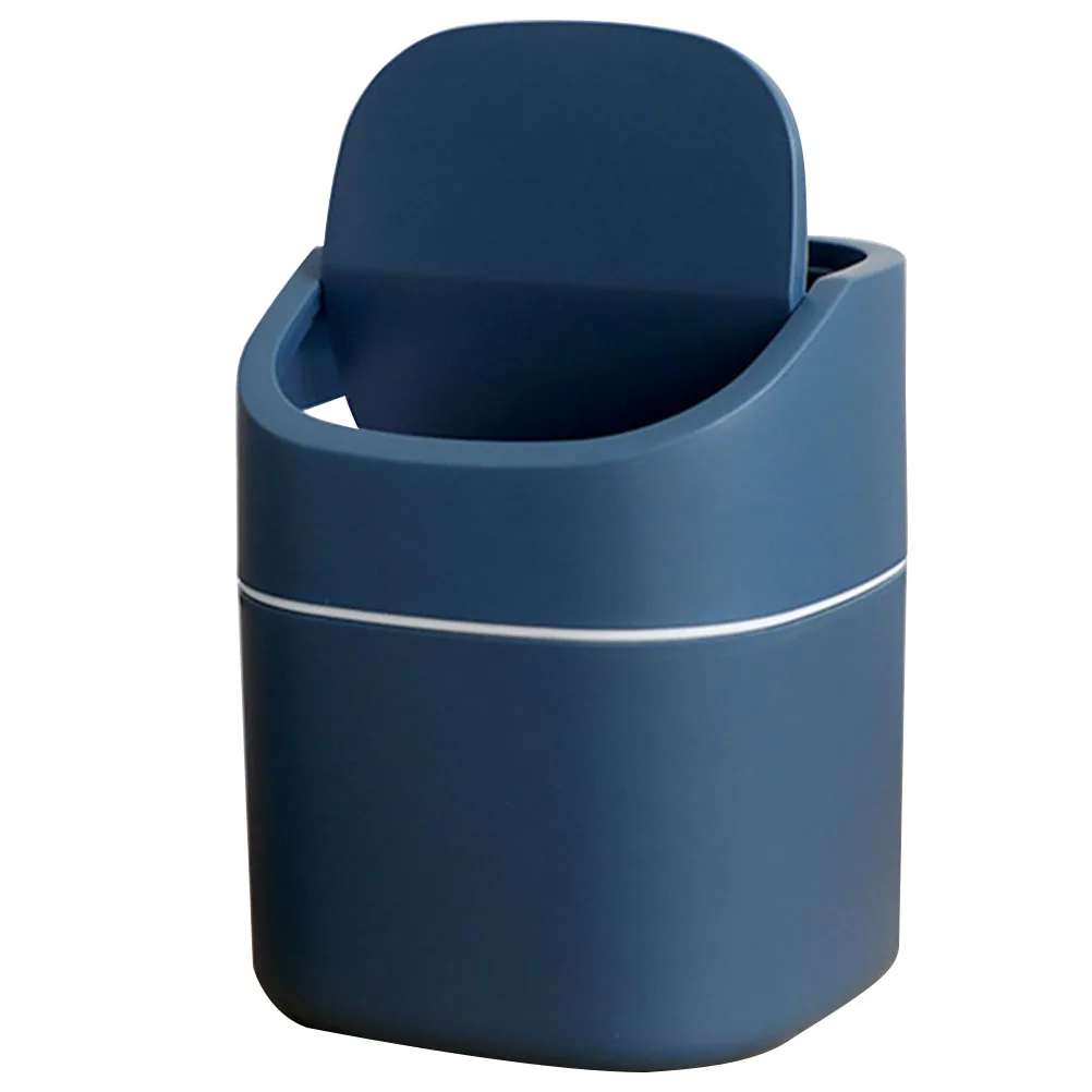 

Sturdy Desktop Trash Can Swing Lid Compact Mini Waste Bin Bathroom Kitchen Countertop Pp Material Lightweight Garbage Container