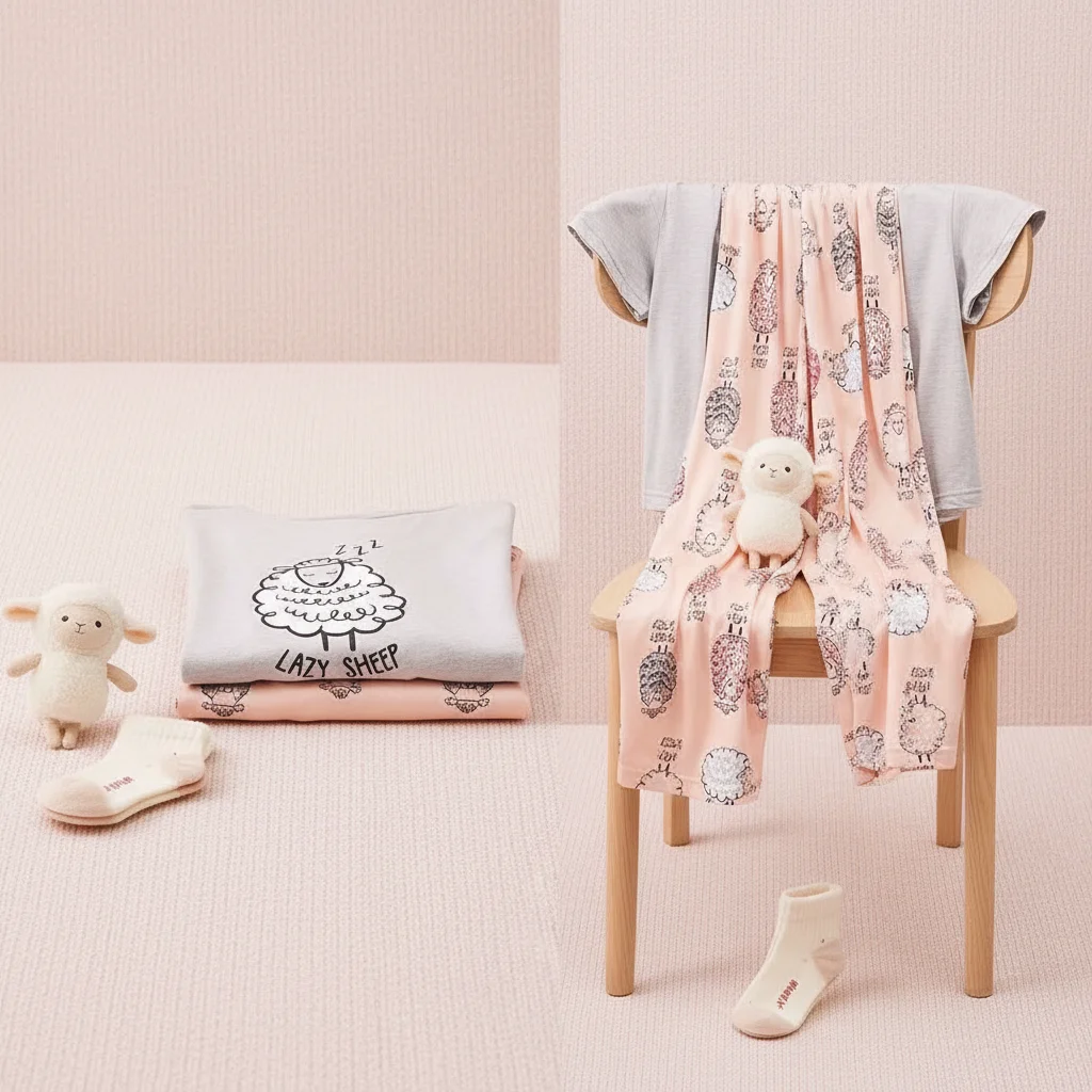 2-Piece Cotton Pajama Set Short Sleeve T-shirt and Long Pants Sexy Summer Casual Cartoon Sleepwear Big Size Options For Moms