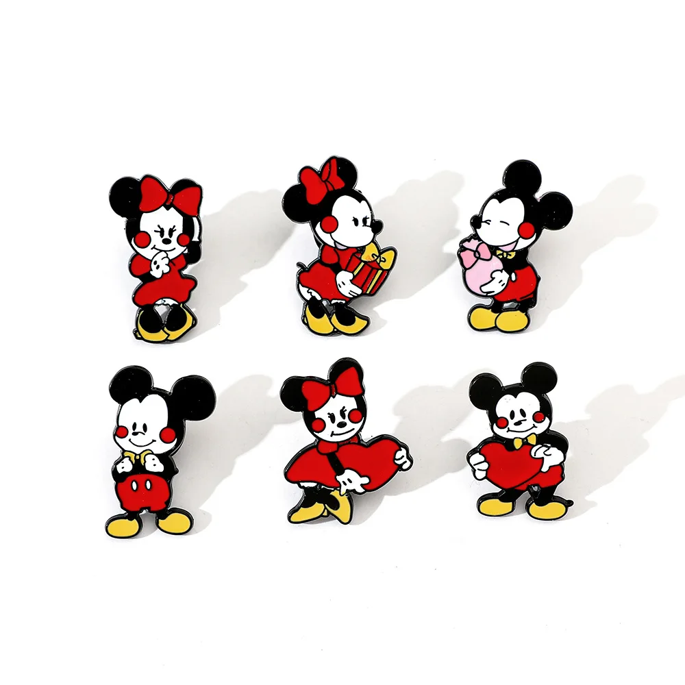 

Cartoon Bowknot Core Brooch Creative Love Mickey Minnie Mouse Enamel Pin Metal Badge Jewelry Clothing Backpacks Accessories