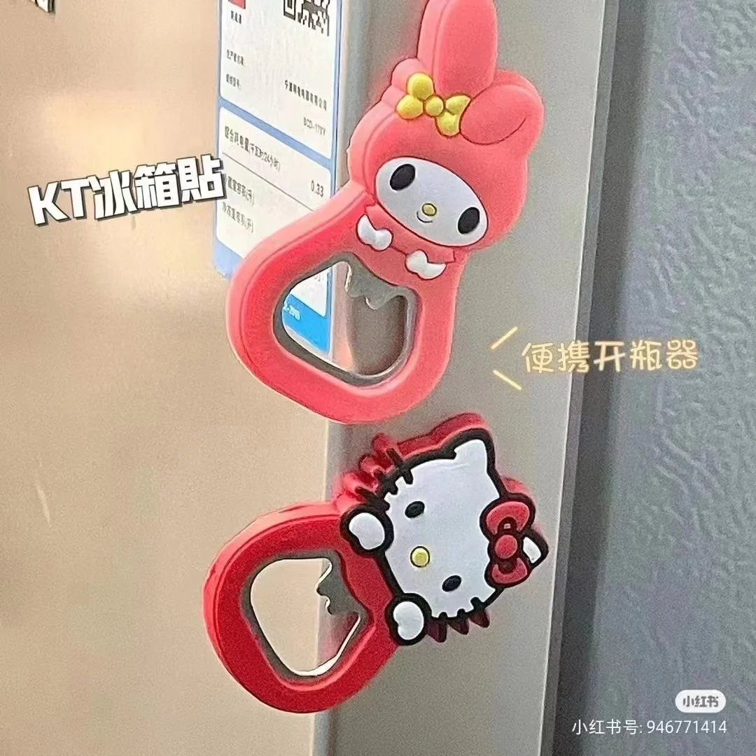 Hello Kitty Melody Cute Kawaii Portable Home Beer Bottle Opener Magnet Suction Refrigerator Wall-mounted Bottle Opener Wholesale