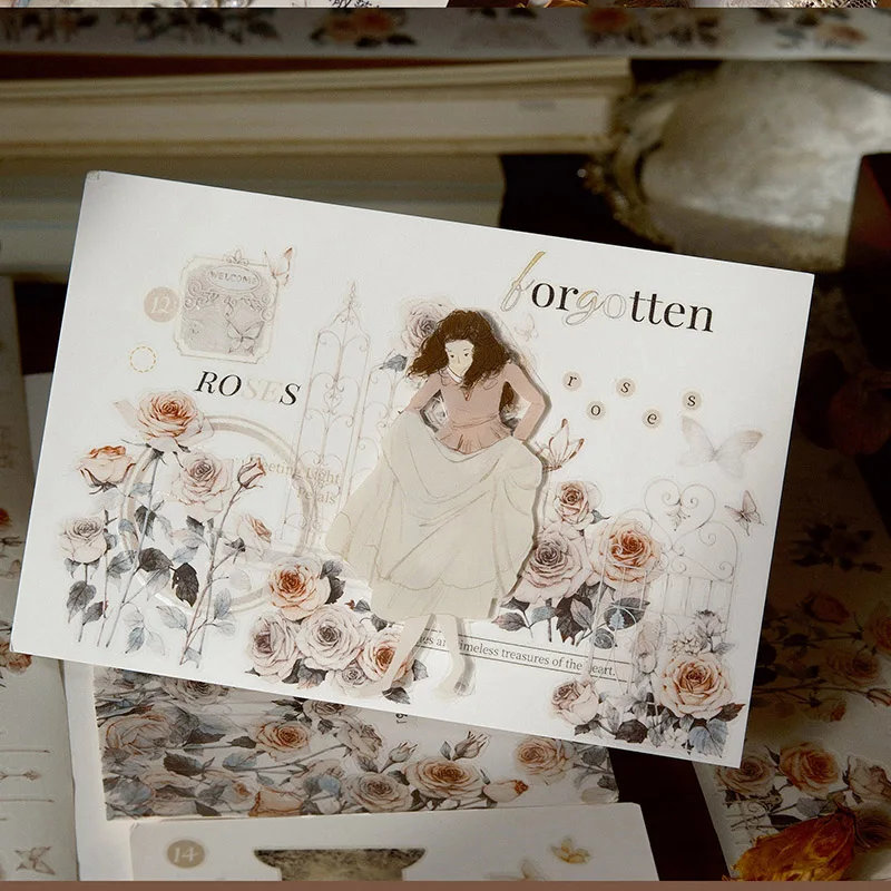 60 مللي متر * 6 متر نافذة زهرة عتيقة منظر طبيعي شريط PET إبداعي لتقوم بها بنفسك مجلة المواد مجمعة سجل القصاصات القرطاسية #3