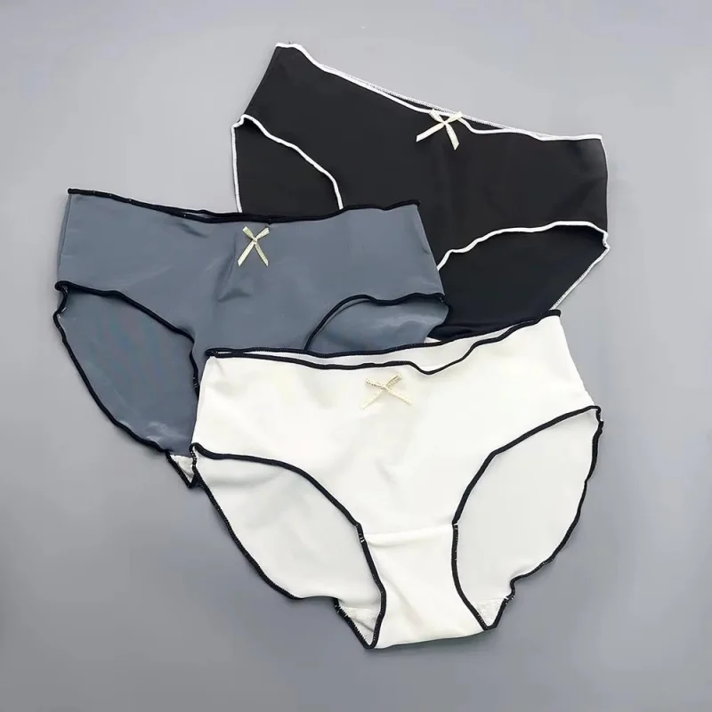 1/2/5 unidades/pacote calcinha sem costura de seda gelo das mulheres senhoras meninas feminino antibacteriano respirável calcinha conforto cintura baixa