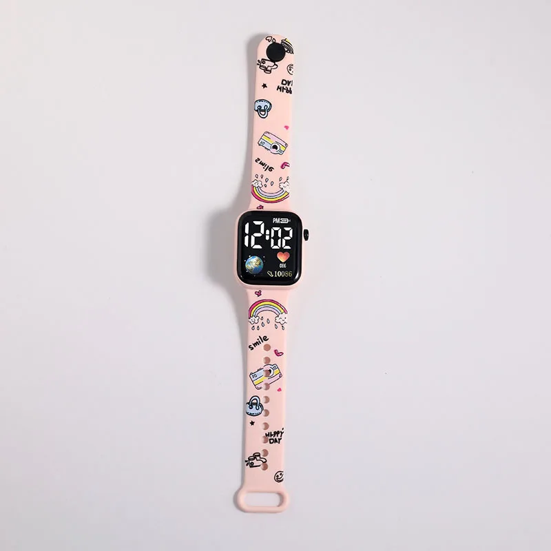 Montres de dessin animé Disney pour enfants, Stitch, Rick, figurines d'ours de piscine, LED tactile, montre électronique étanche pour enfant, cadeaux d'anniversaire