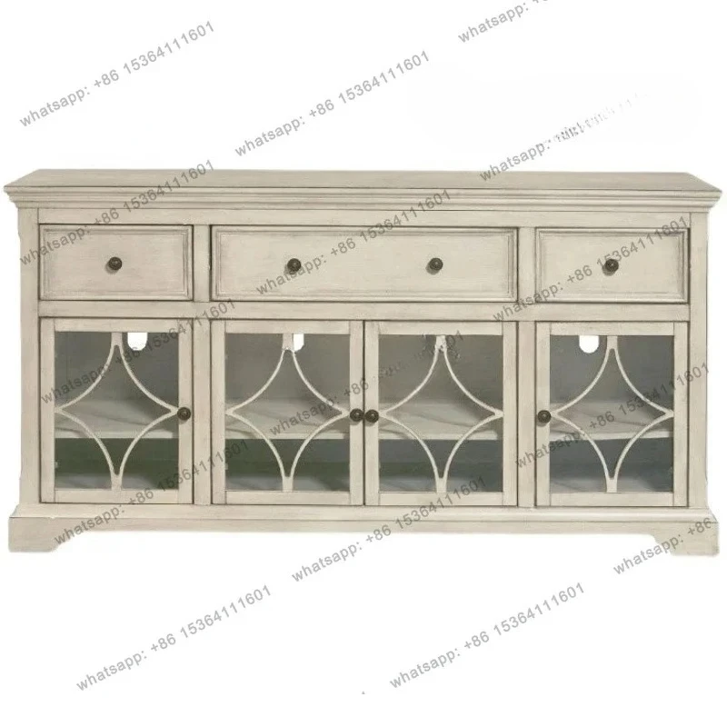 

American Solid Wood Sideboard Retro Antique Entrance Cabinet White Locker Decoración Hogar