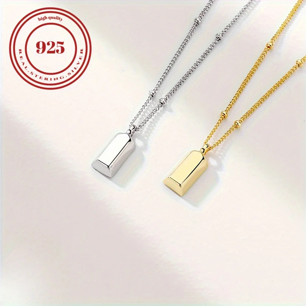 S925 Sterling silver small gold bar necklace Luxury Wealth necklace Lucky necklace men's and women's high jewelry gifts.