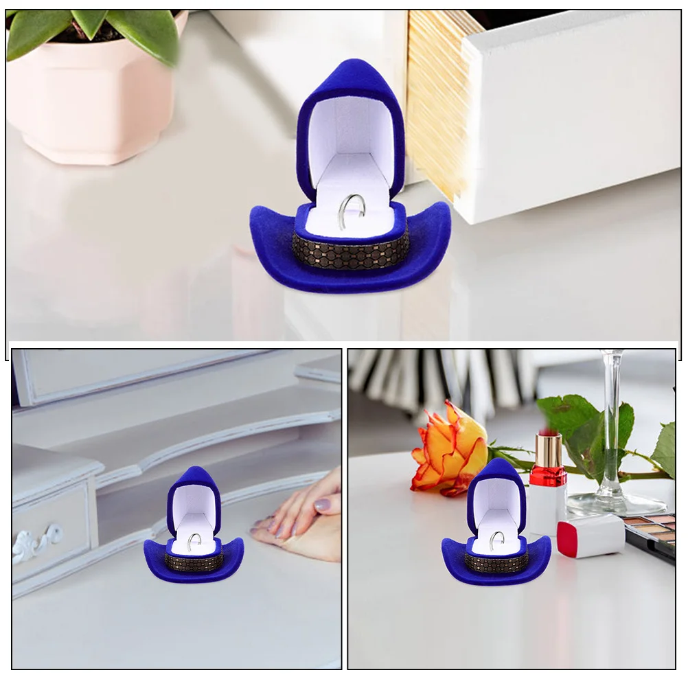 

2Pcs Cowboy Hat Jewelry Boxes Exquisite Western Style Rings Display Holder Decorative Jewelry Storage Case Cowboy Hat Box