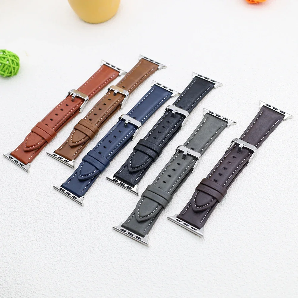 

PU Leather Strap for Apple Watch band 46mm 40mm 41mm 49mm ultra Watchband for iwatch series 10 9 8 7 6 5 4 3 SE 2 42mm 44mm 45mm