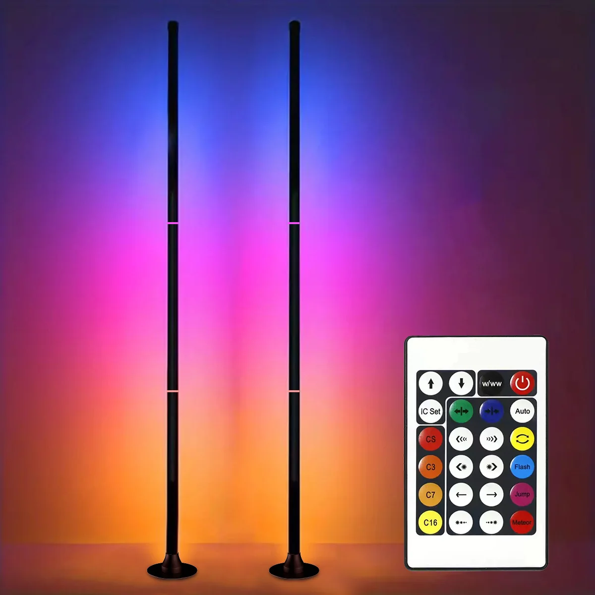 EISSLOLY 1/2 pièces lampadaire RGB Intelligent contrôle des applications synchronisation de la musique minuterie d'éclairage d'angle