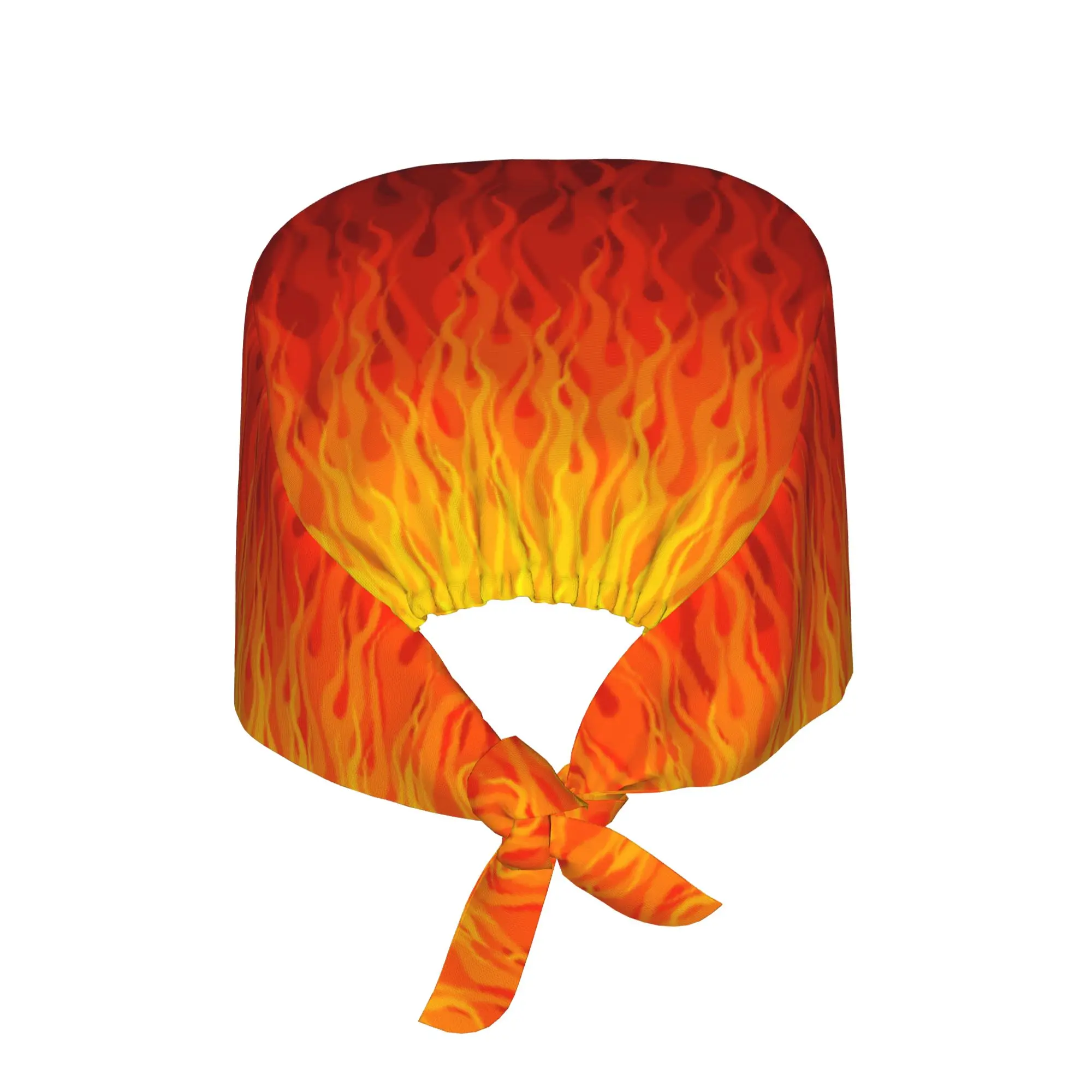 Red Orange Yellow Burning Flames and Fire Cleaning Working Cap Comfortable Unisex  Scrub Cap Surgicals Hat Nurse Scrub Hat Nurse