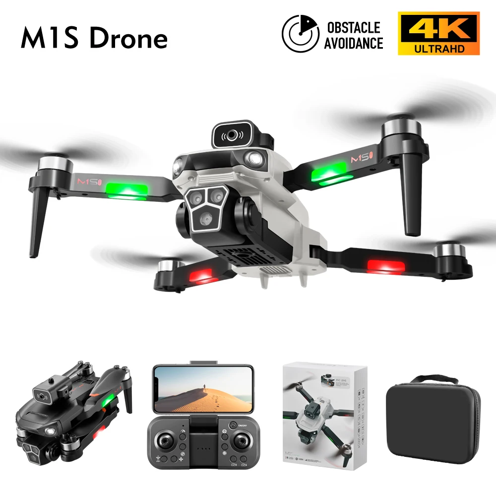 M1S Drone 4K Professional Three-Camera Brushless Motor Obstacle Avoidance Aerial Photography Foldable Remote Control Quadcopter